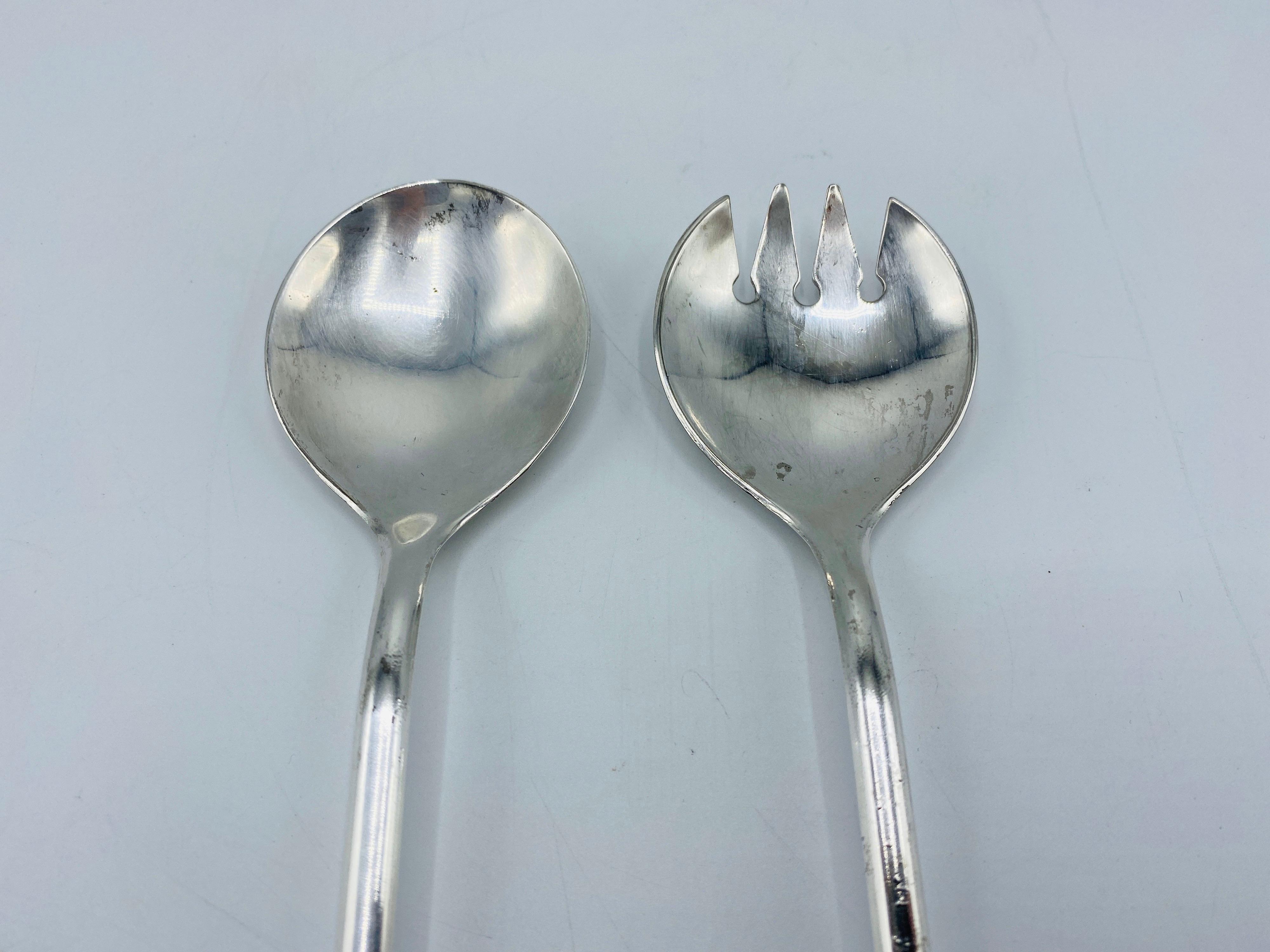 Silver Salad Serving Set Vintage 1960/'s Silver Plate Serving Spoon Fork Italy Dining Entertaining Serving Utensil